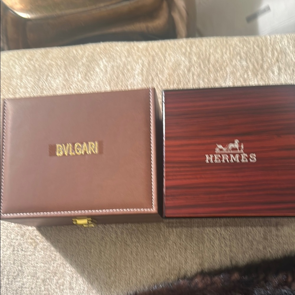 Hermès and Bvlgari Brown Accessory Boxes